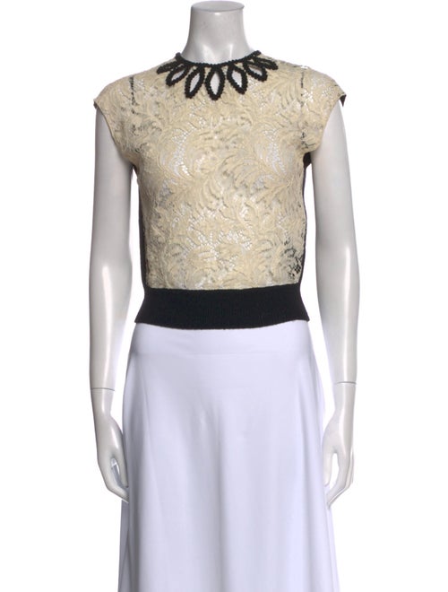 Saint Laurent Wool Lace Pattern Crop Top