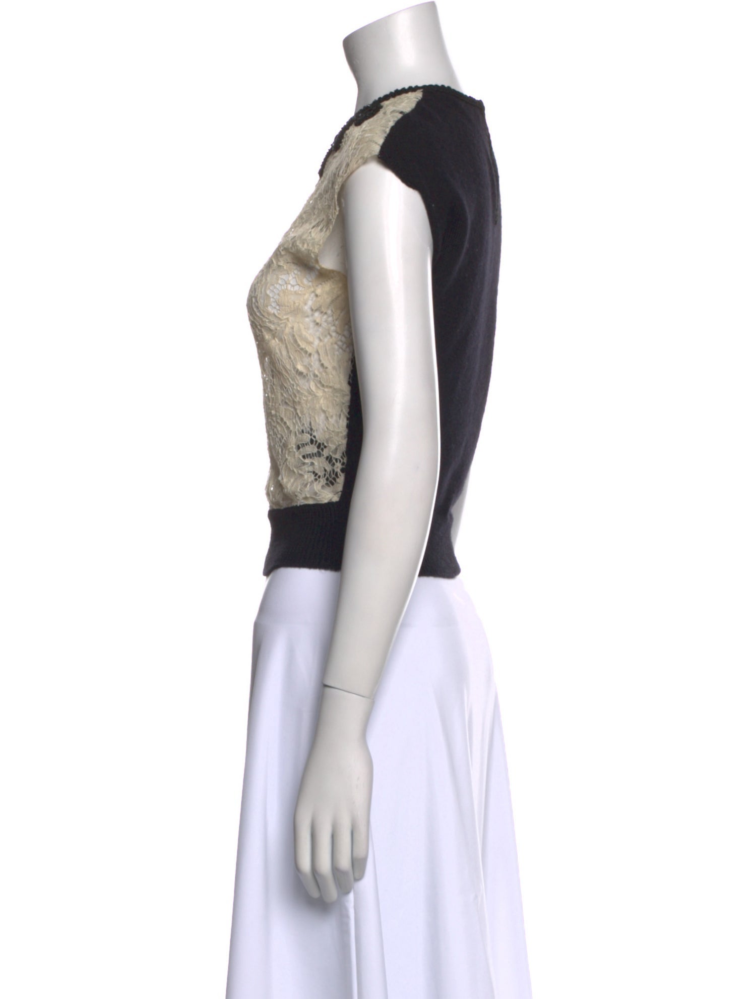 Saint Laurent Wool Lace Pattern Crop Top