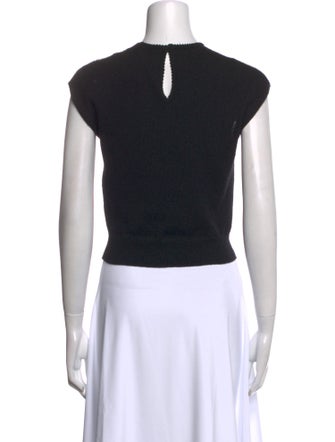 Saint Laurent Wool Lace Pattern Crop Top