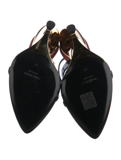 Saint Laurent Leather Colorblock Pattern Slingback Sandals