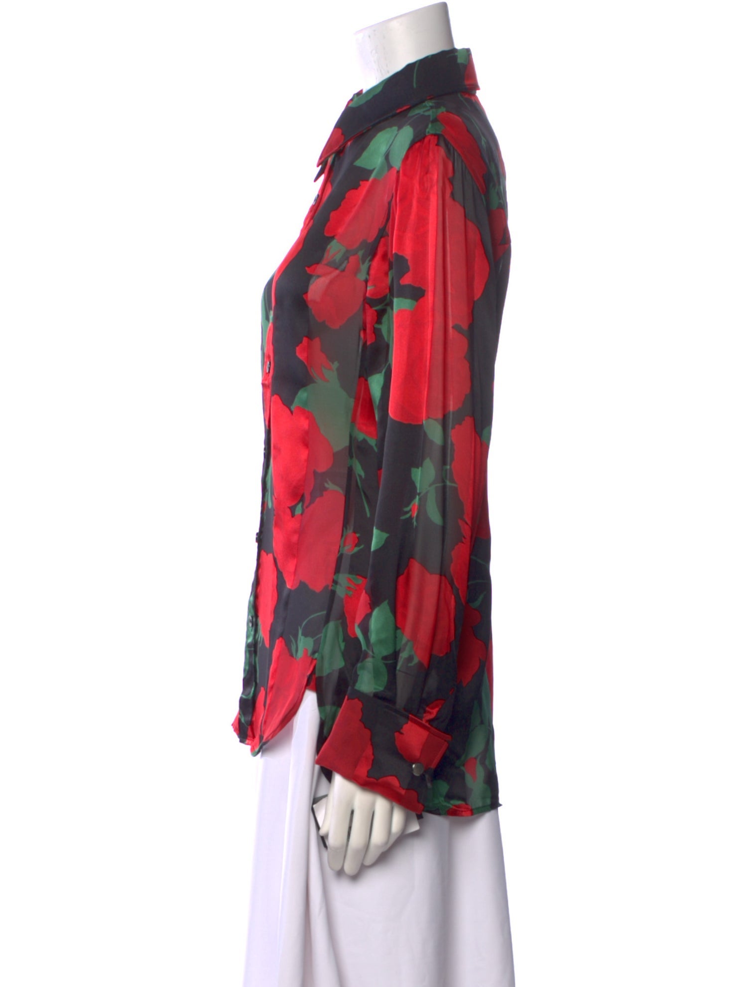 Saint Laurent Silk Floral Print Button-Up Top w/ Tags