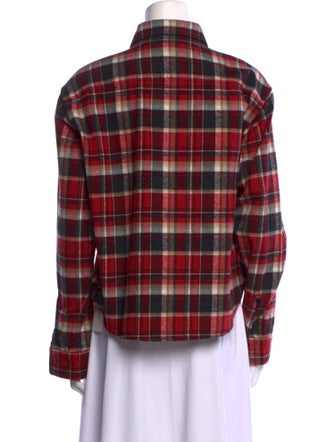 Saint Laurent Plaid Print Long Sleeve Button-Up Top