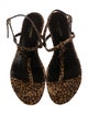 Saint Laurent Ponyhair Animal Print T-Strap Sandals