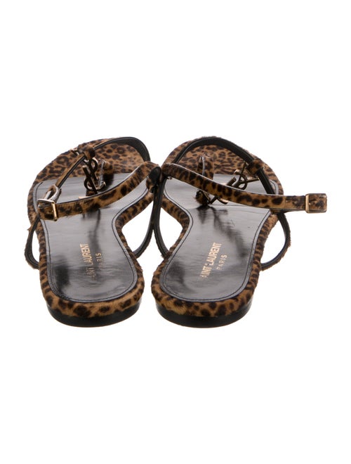 Saint Laurent Ponyhair Animal Print T-Strap Sandals