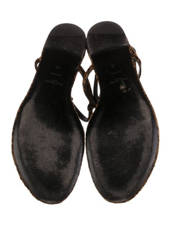 Saint Laurent Ponyhair Animal Print T-Strap Sandals