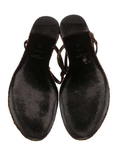 Saint Laurent Ponyhair Animal Print T-Strap Sandals