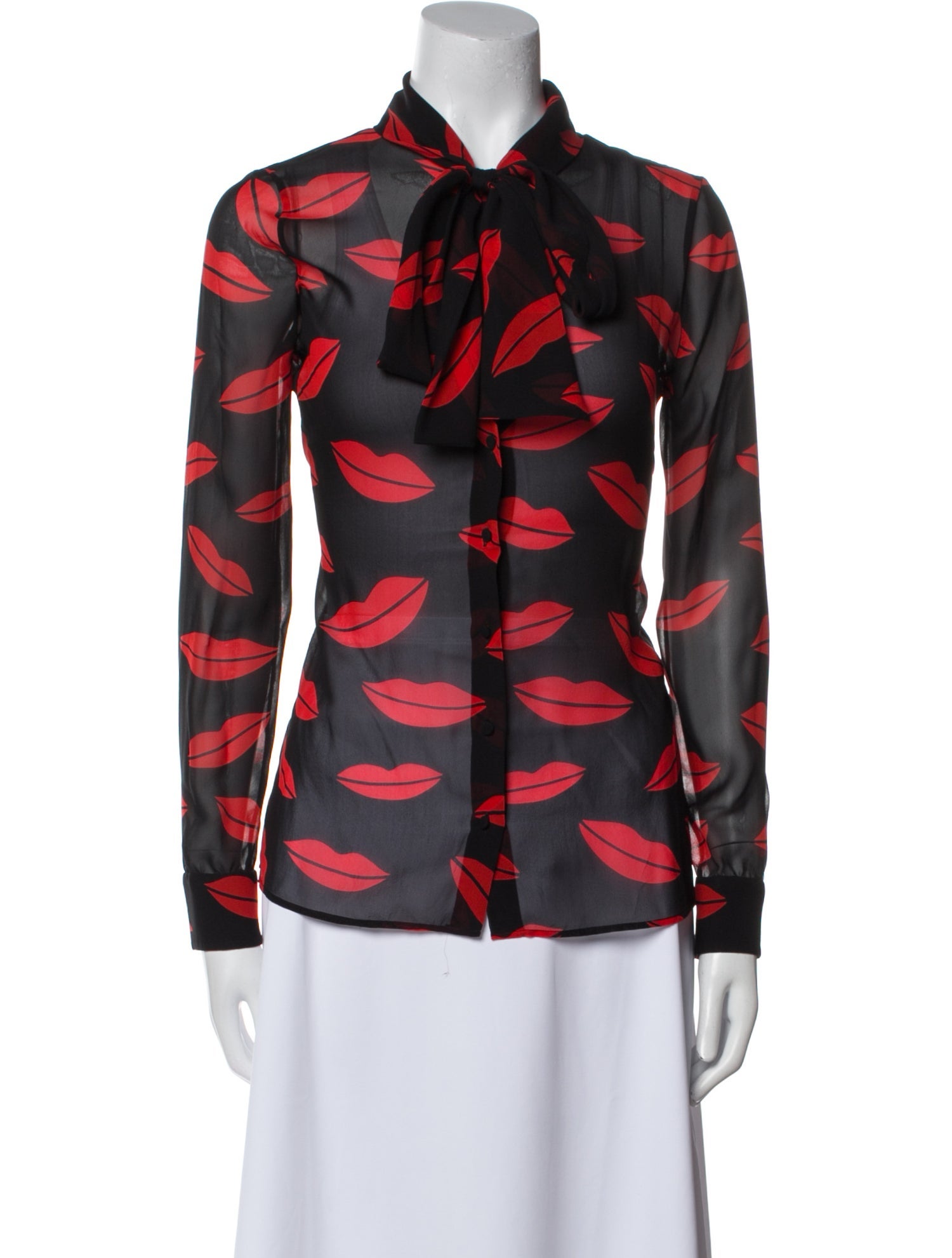 Saint Laurent Silk Printed Button-Up Top