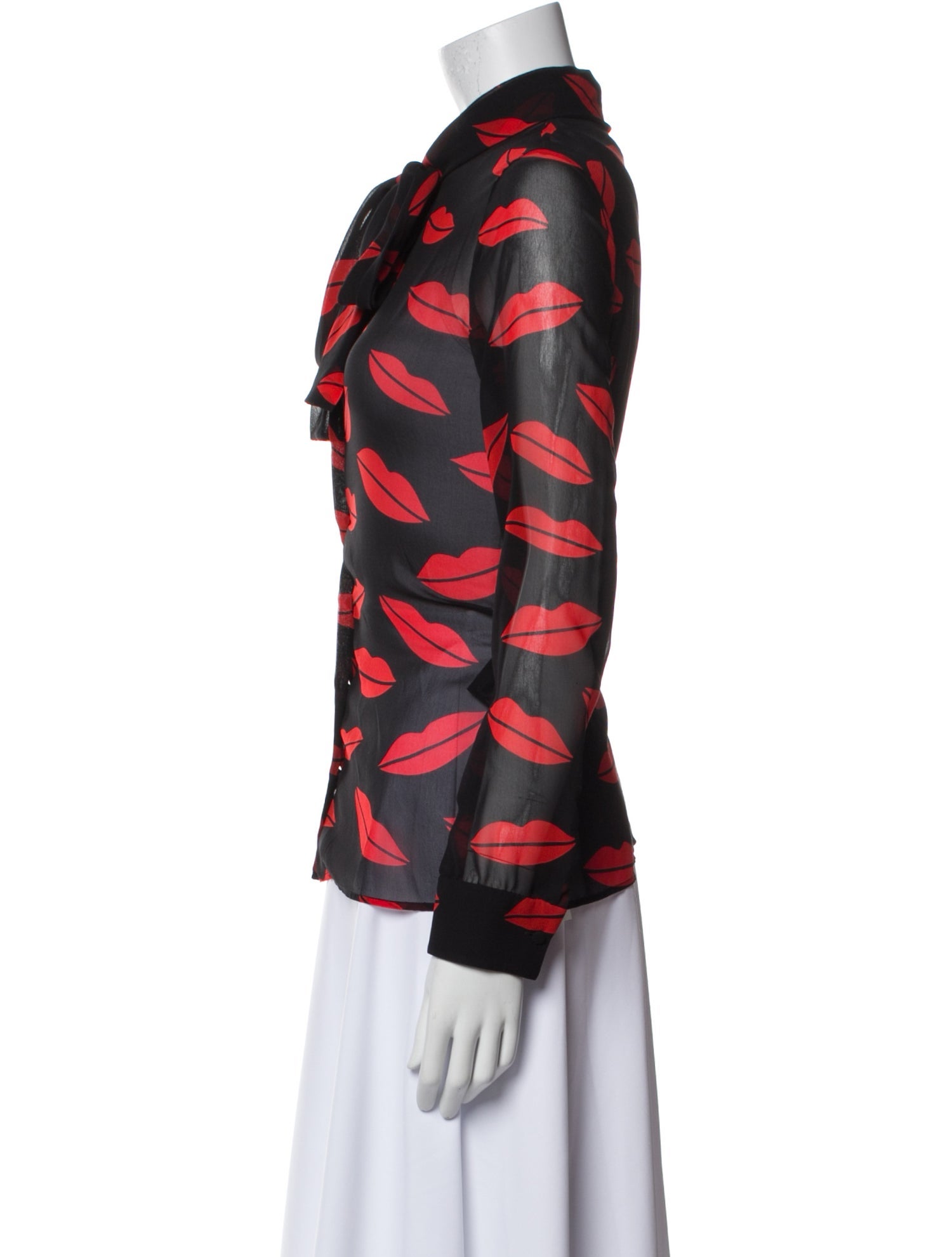 Saint Laurent Silk Printed Button-Up Top