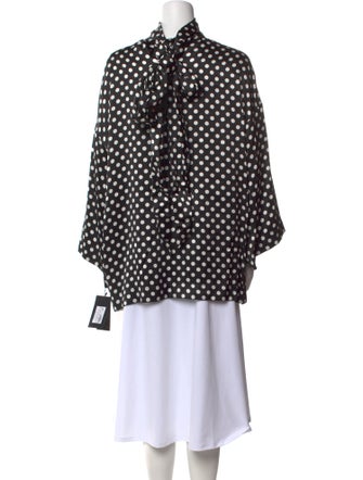 Saint Laurent Polka Dot Print Turtleneck Tunic