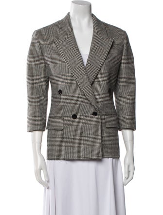 Saint Laurent Wool Houndstooth Print Blazer