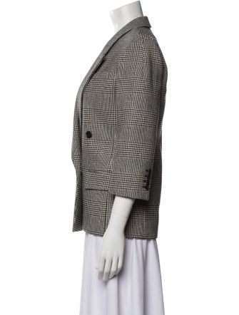 Saint Laurent Wool Houndstooth Print Blazer