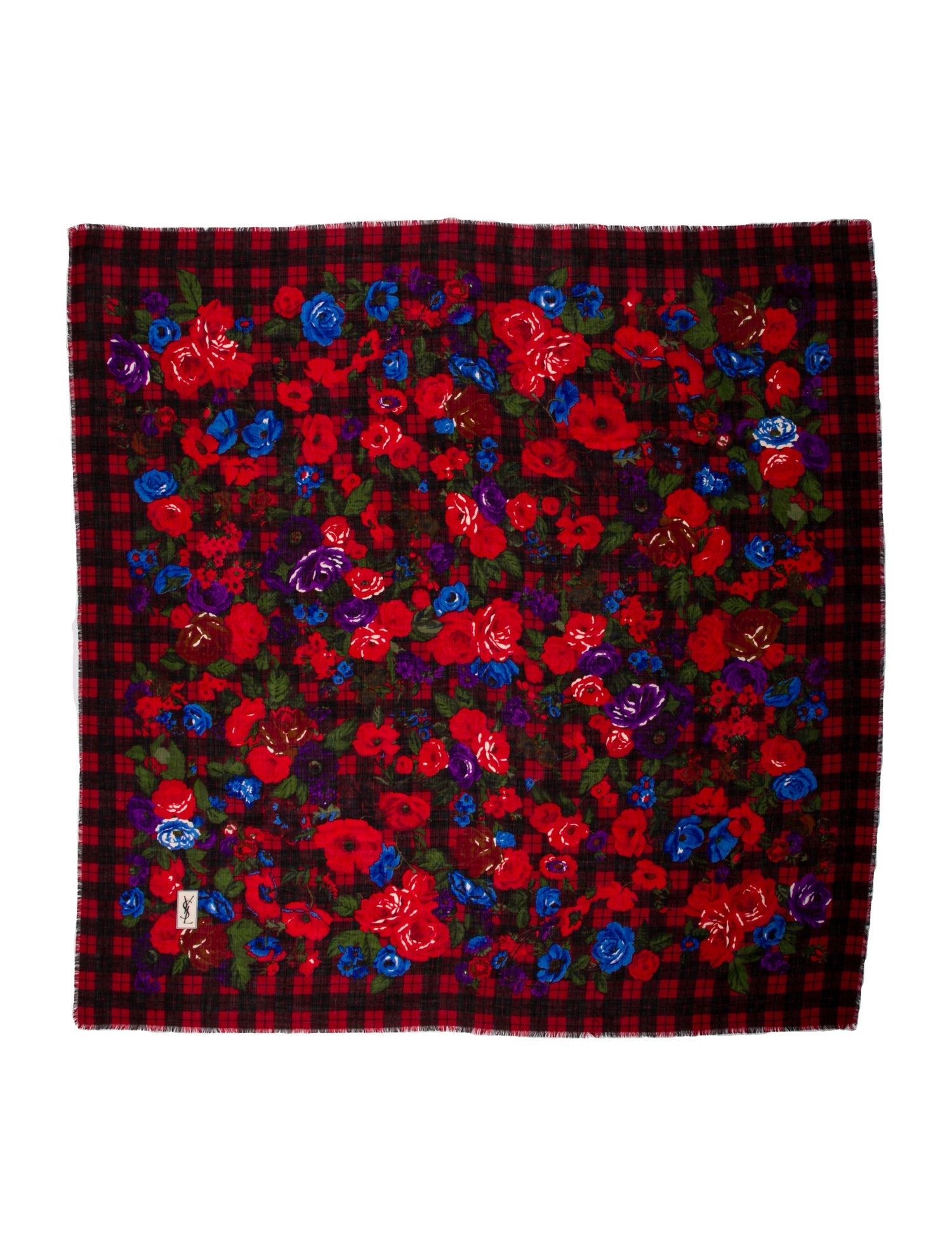Saint Laurent Wool Floral Print Shawl