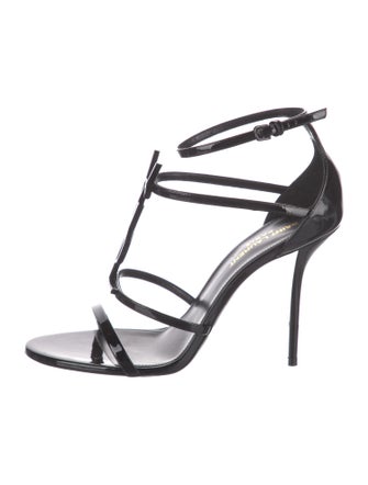 Saint Laurent Patent Leather T-Strap Sandals