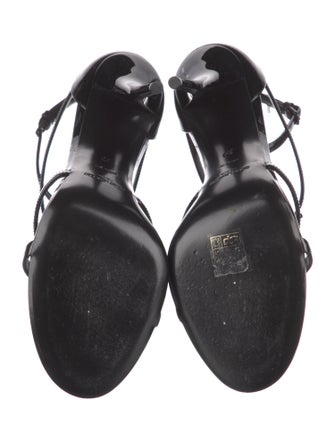Saint Laurent Patent Leather T-Strap Sandals