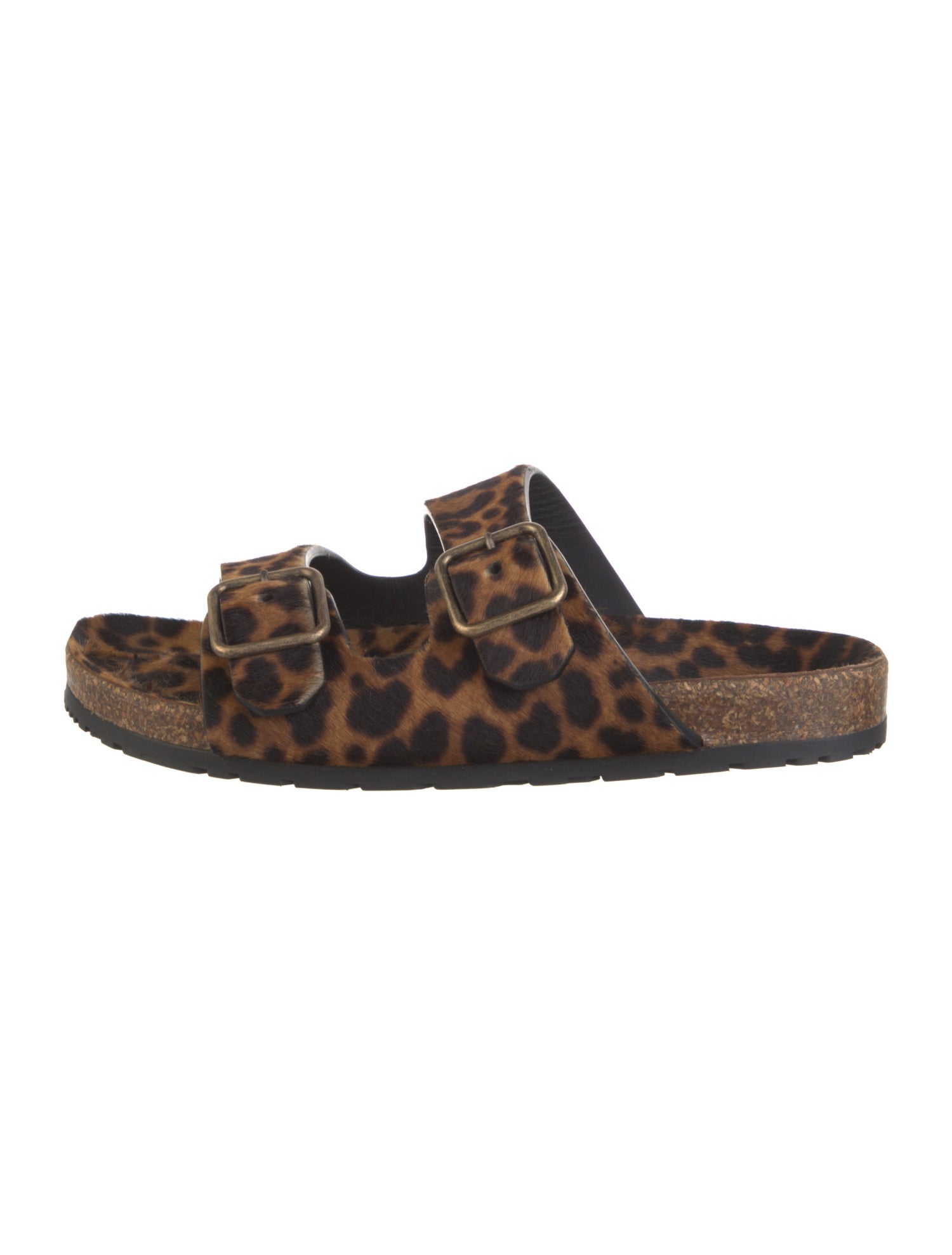 Saint Laurent Ponyhair Animal Print Slides w/ Tags