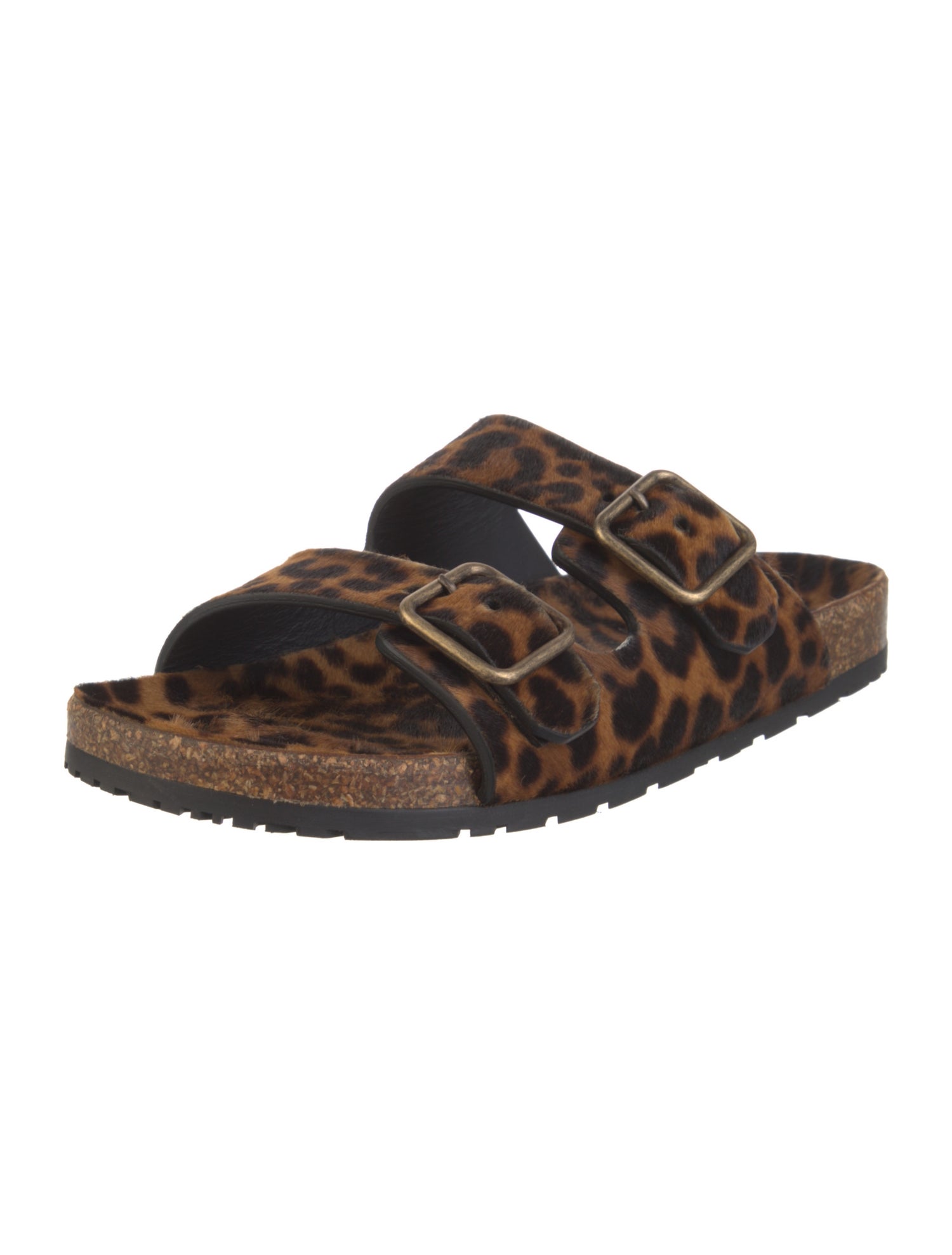 Saint Laurent Ponyhair Animal Print Slides w/ Tags