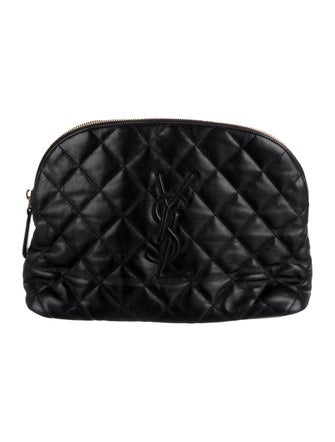 Saint Laurent Quilted Smooth Leather Cosmetic Bag