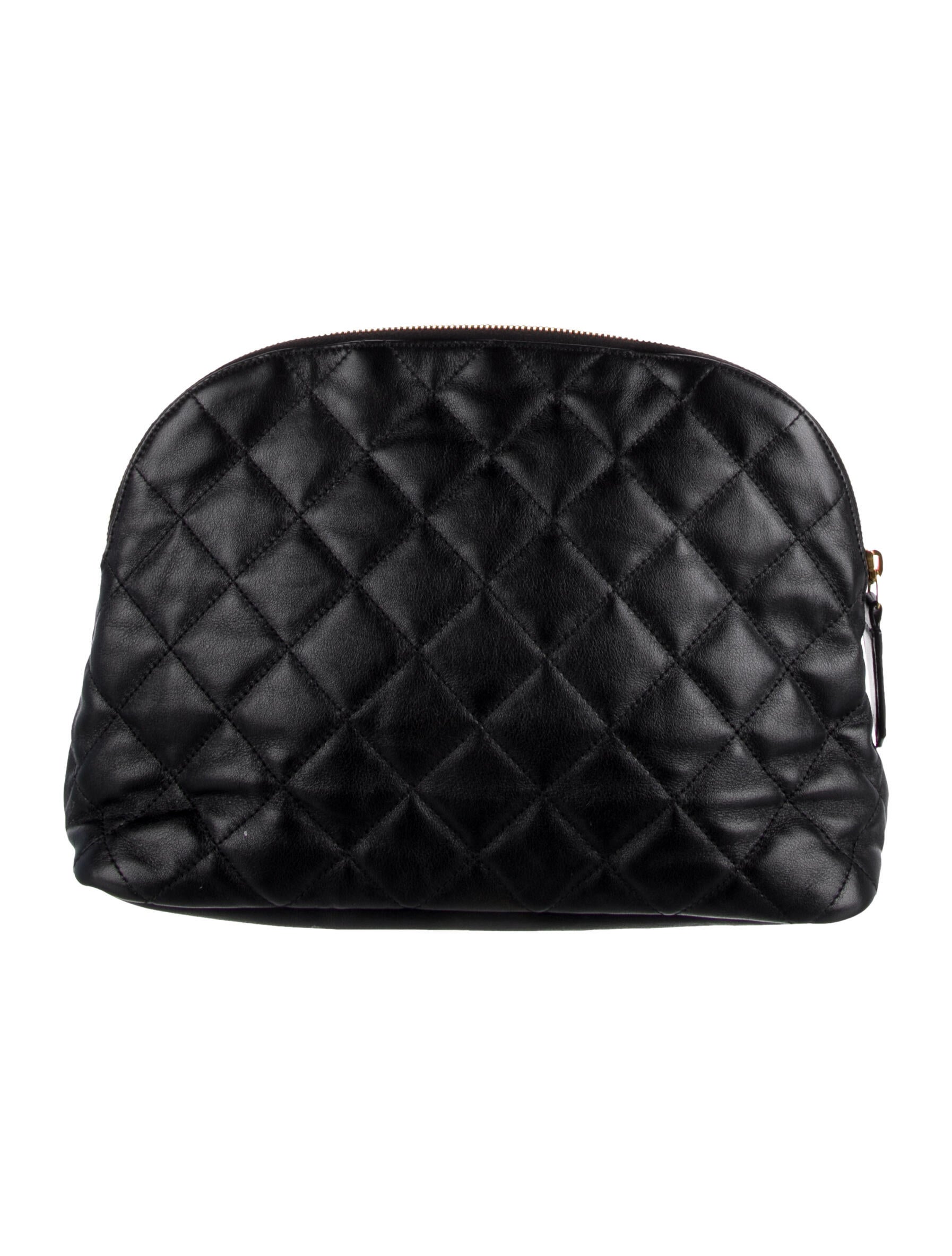 Saint Laurent Quilted Smooth Leather Cosmetic Bag