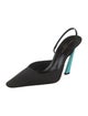 Saint Laurent Satin Leather Trim Embellishment Slingback Pumps