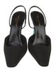 Saint Laurent Satin Leather Trim Embellishment Slingback Pumps
