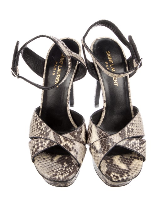 Saint Laurent Leather Animal Print Slingback Sandals