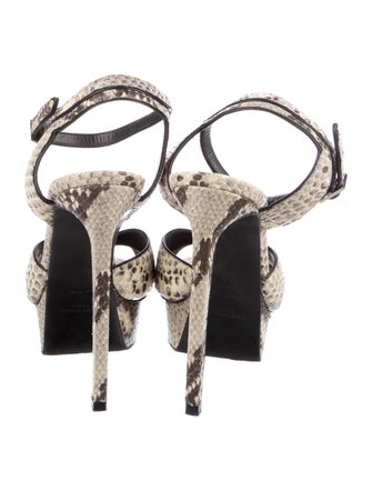 Saint Laurent Leather Animal Print Slingback Sandals