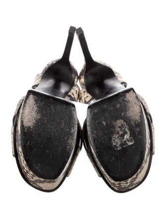 Saint Laurent Leather Animal Print Slingback Sandals