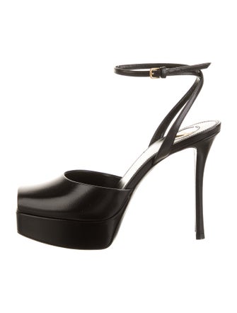 Saint Laurent La Scandale Leather Slingback Pumps