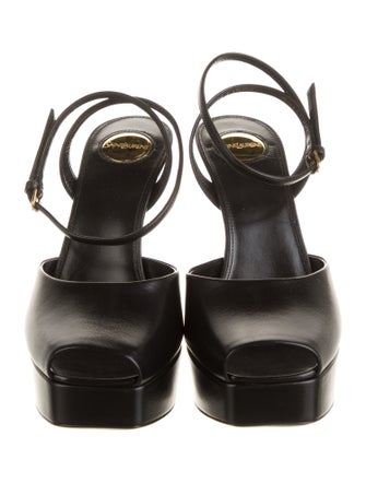 Saint Laurent La Scandale Leather Slingback Pumps