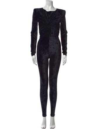 Saint Laurent Velour Cowl Neck Jumpsuit