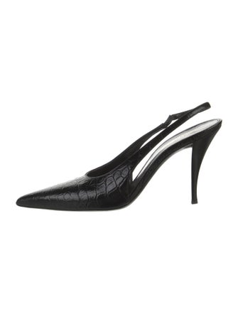 Saint Laurent Embossed Leather Slingback Pumps