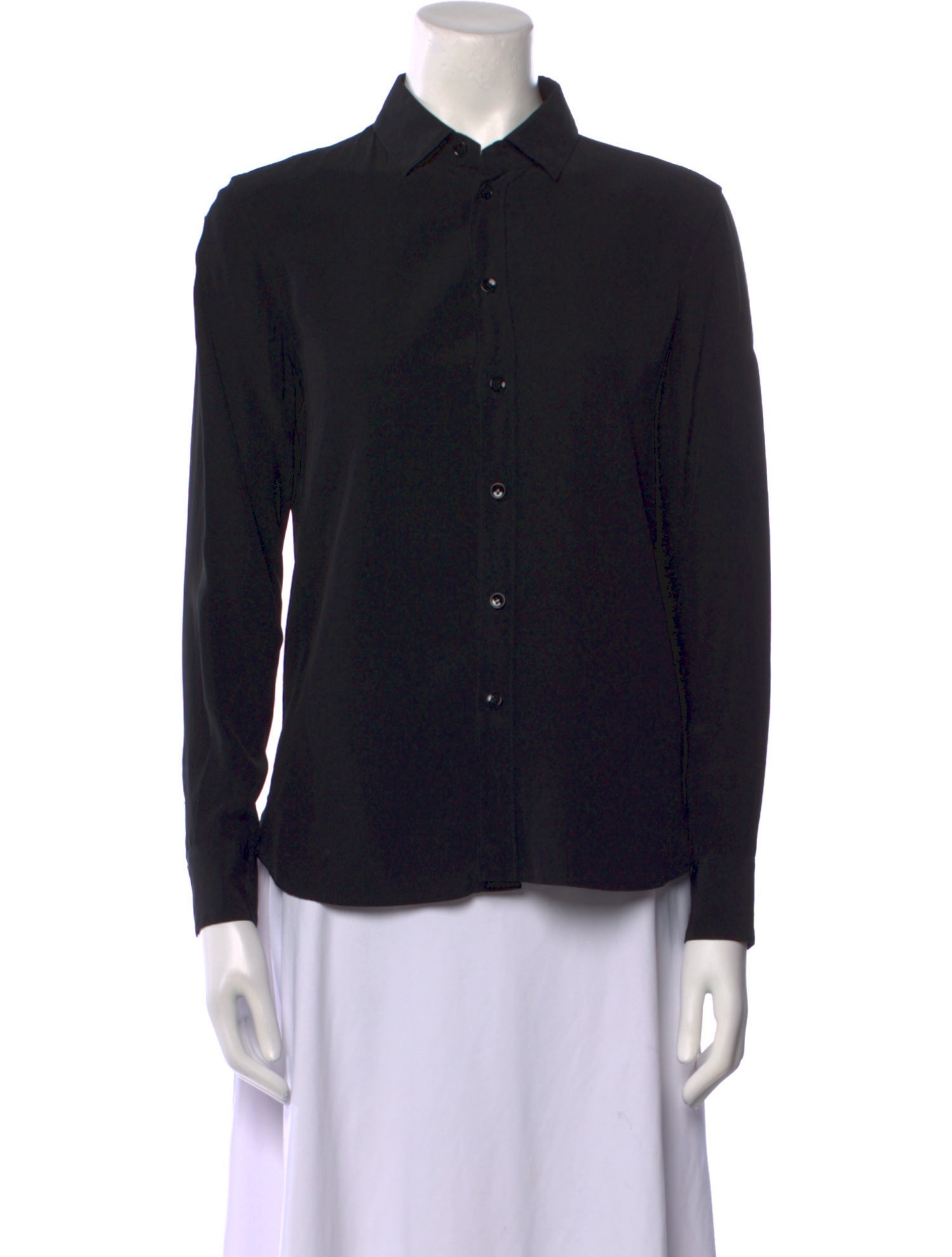 Saint Laurent Silk Long Sleeve Button-Up Top