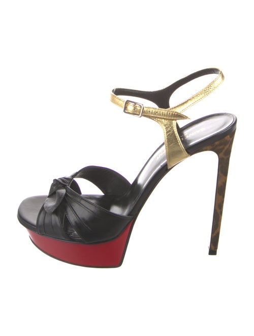 Saint Laurent Leather Bow Accents Sandals