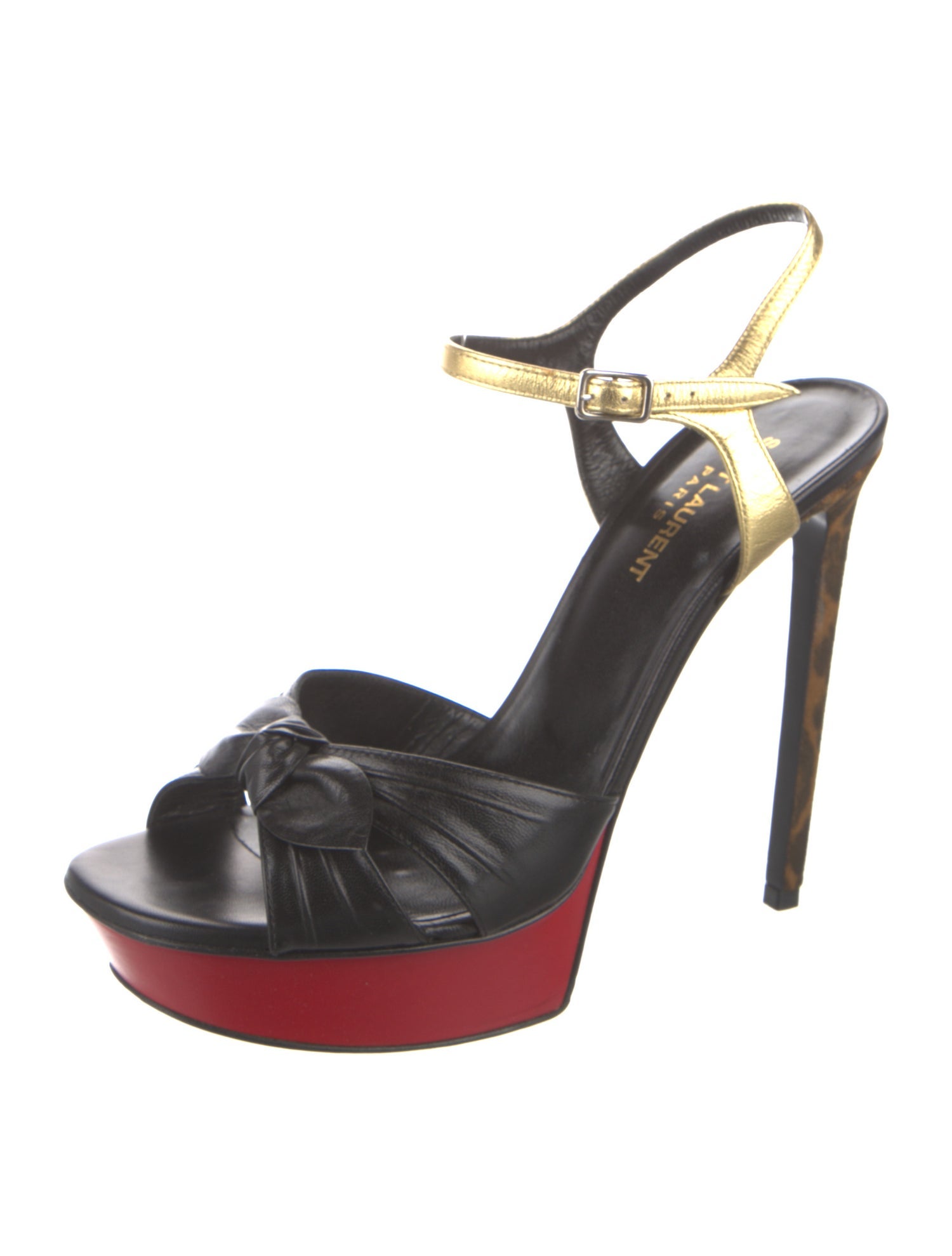 Saint Laurent Leather Bow Accents Sandals