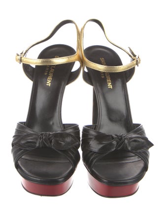 Saint Laurent Leather Bow Accents Sandals