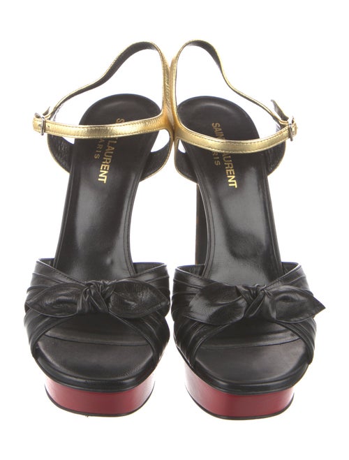 Saint Laurent Leather Bow Accents Sandals