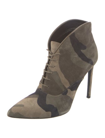 Saint Laurent Suede Camouflage Print Lace-Up Boots