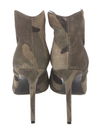 Saint Laurent Suede Camouflage Print Lace-Up Boots
