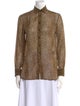 Saint Laurent Silk Animal Print Button-Up Top