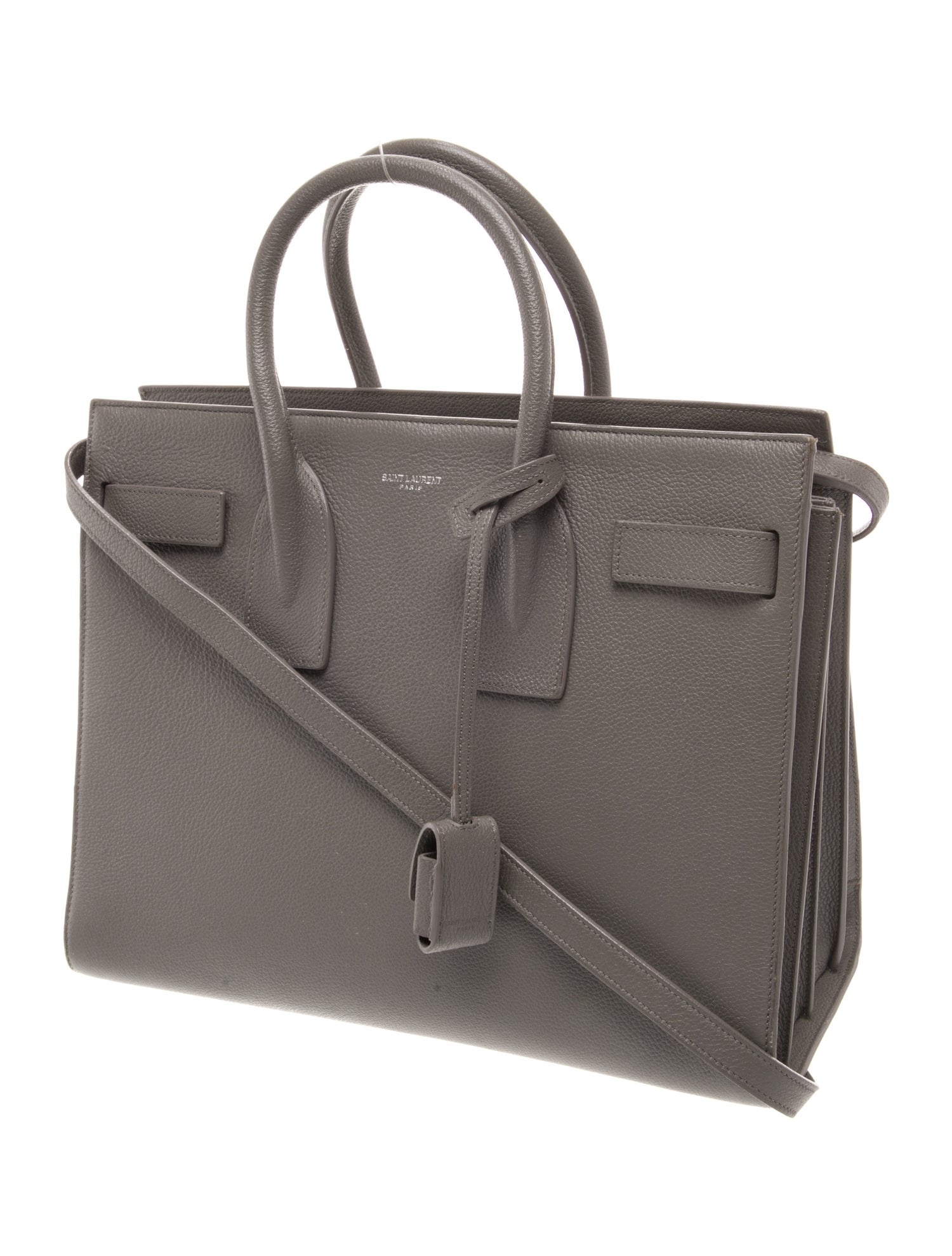 SAINT LAURENT グレー レザーハンドバッグ サンローラン SAINT LAURENT ショルダーバッグ レザー/メタル グレー