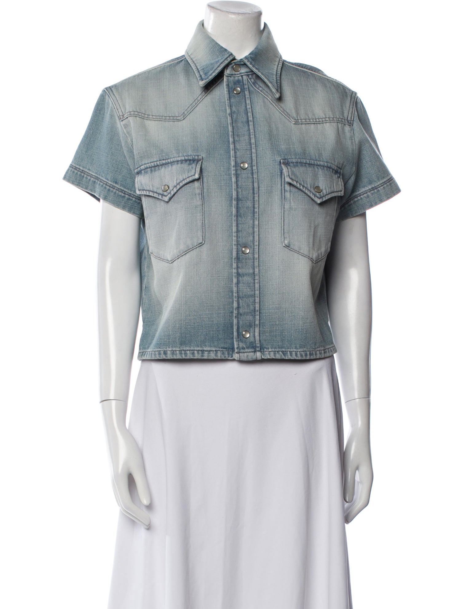 Saint Laurent Short Sleeve Button-Up Top