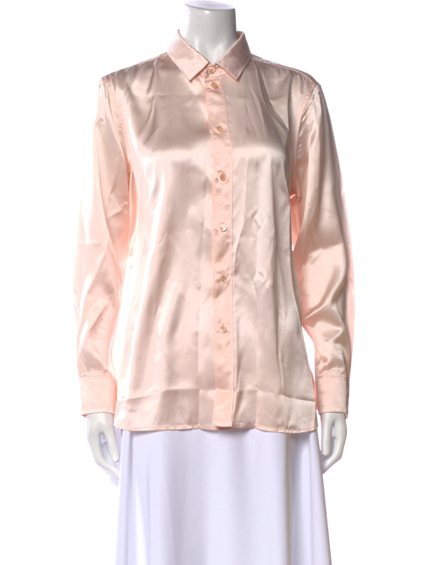 Saint Laurent Silk Long Sleeve Button-Up Top