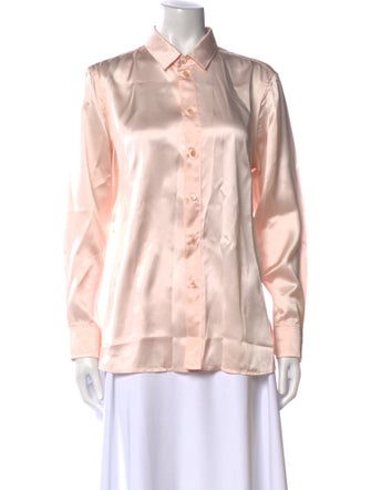 Saint Laurent Silk Long Sleeve Button-Up Top