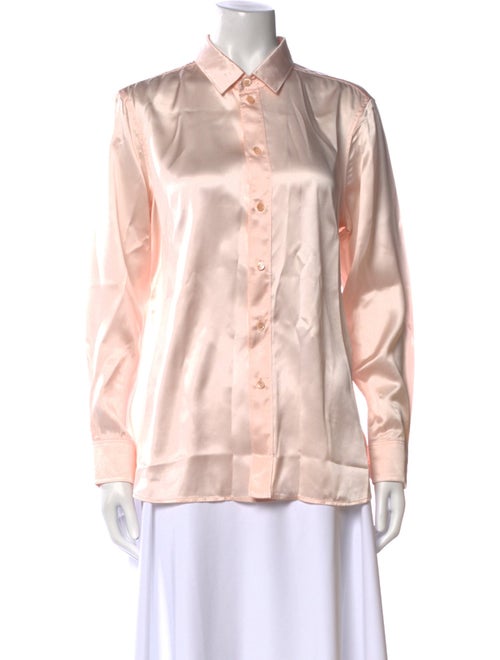 Saint Laurent Silk Long Sleeve Button-Up Top