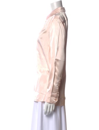 Saint Laurent Silk Long Sleeve Button-Up Top