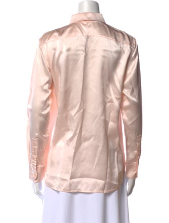 Saint Laurent Silk Long Sleeve Button-Up Top