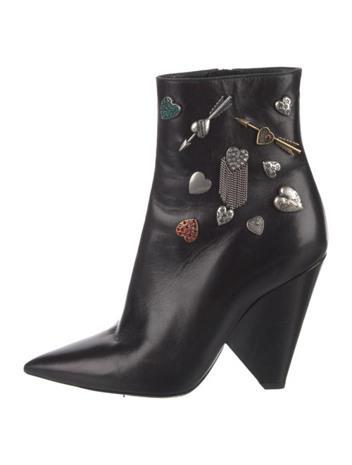 Saint Laurent Leather Crystal Embellishments Boots
