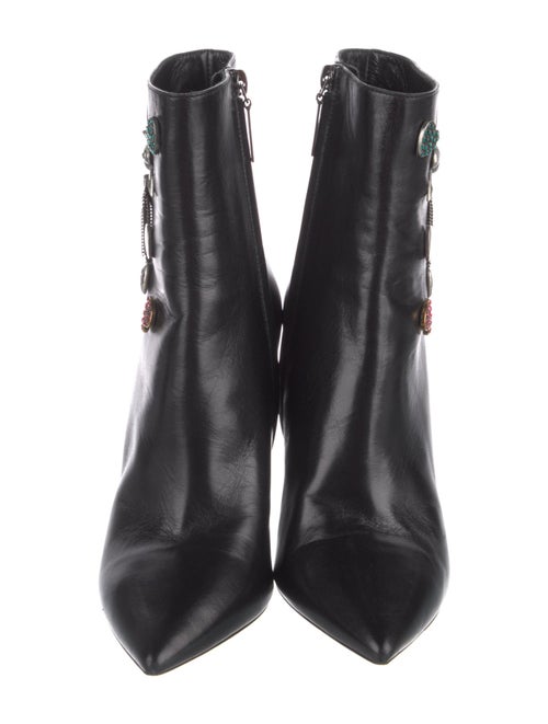 Saint Laurent Leather Crystal Embellishments Boots