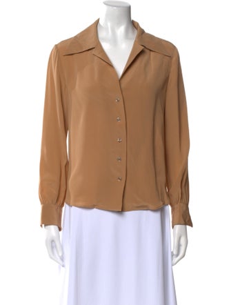 Saint Laurent Silk Long Sleeve Button-Up Top