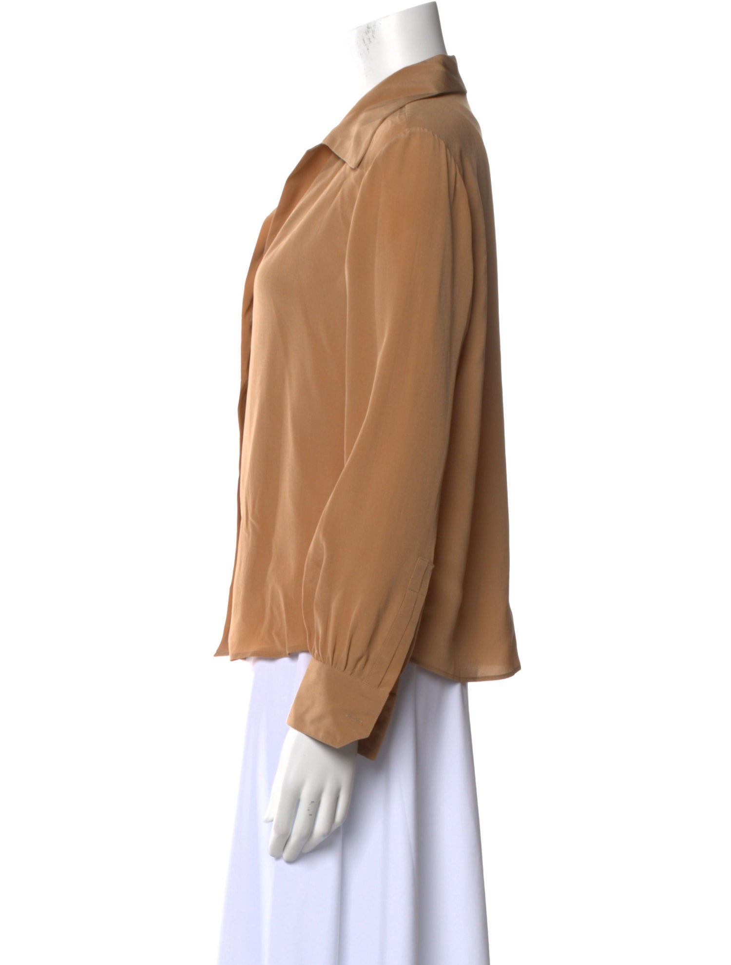 Saint Laurent Silk Long Sleeve Button-Up Top